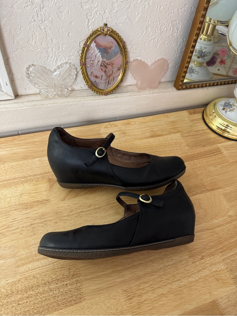 Dansko Black Leather Mary Jane Hidden Wedge Clogs EU 40 Comfort Shoes Y2K Comfy - Picture 13 of 13